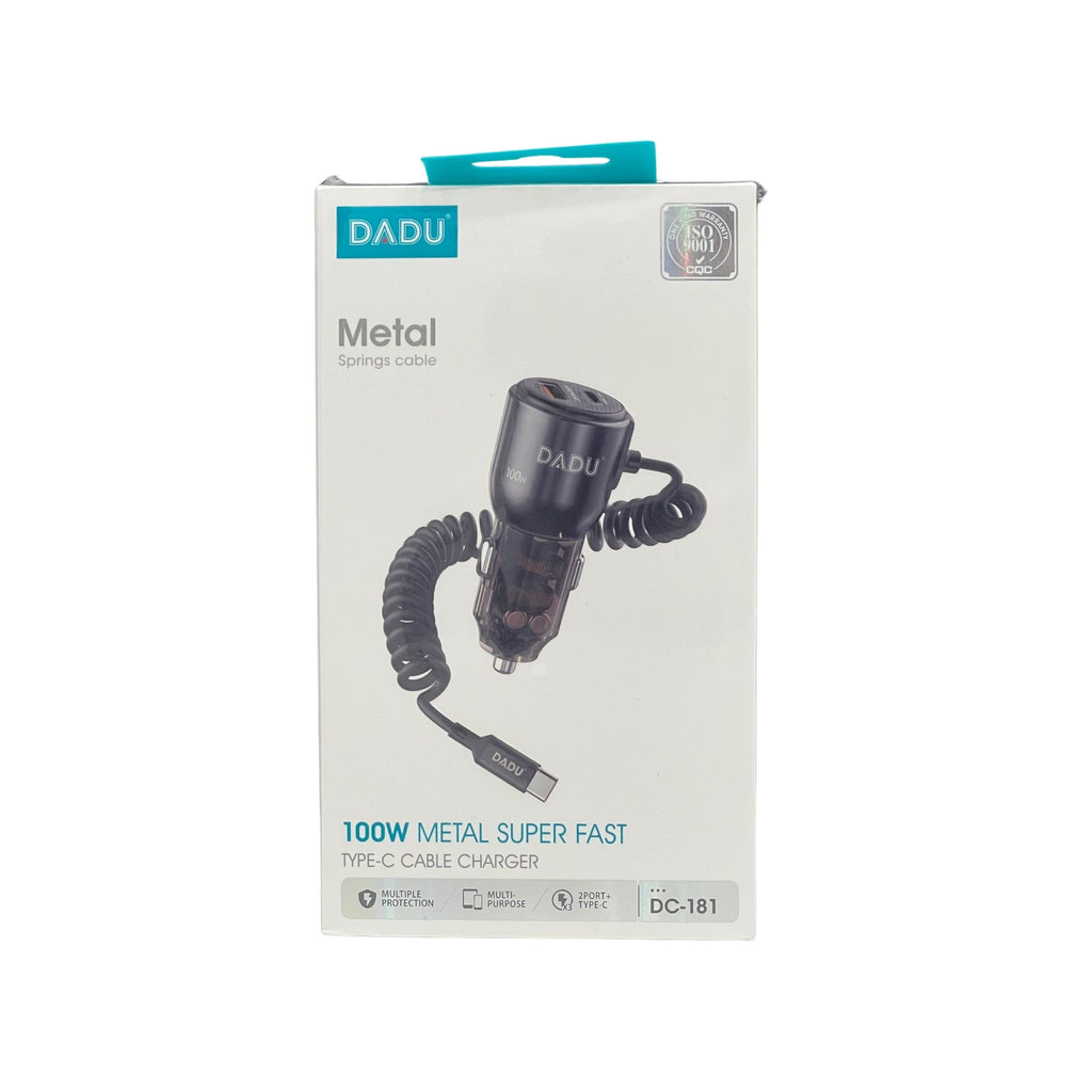 DADU 100W CAR CHARGER WITH TYPE-C CABLE ATTACHED 2 PD